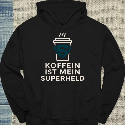Hoodie - Koffein ist mein Superheld Becher - Unisex - Kaffee Schwarz