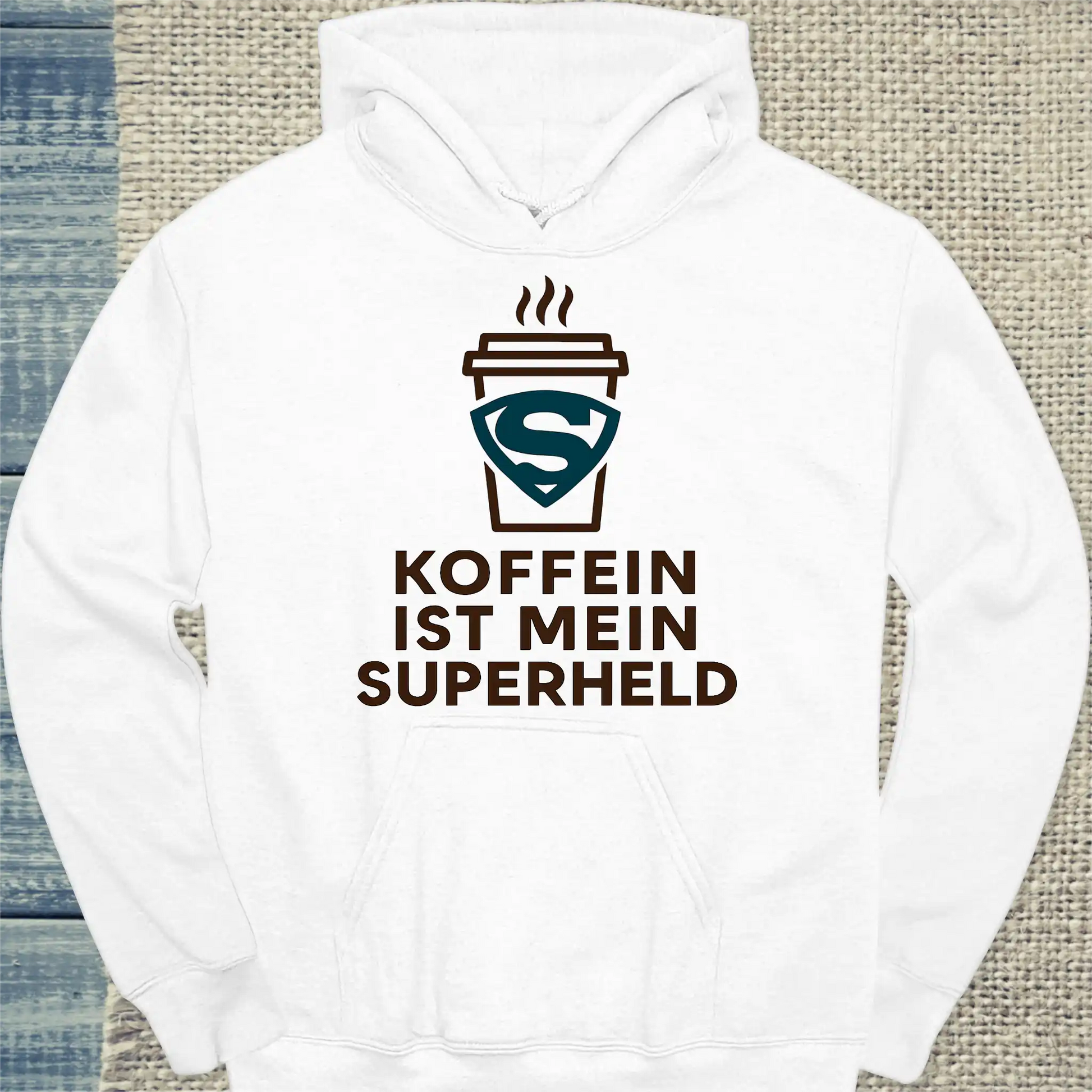 Hoodie - Koffein ist mein Superheld Becher - Unisex - Kaffee Weiß