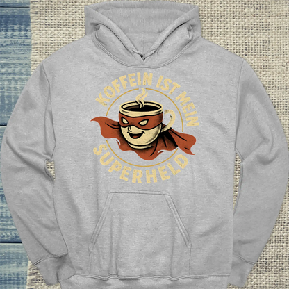 Hoodie - Koffein ist mein Superheld - Unisex - Kaffee Grau