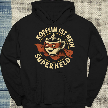 Hoodie - Koffein ist mein Superheld - Unisex - Kaffee Schwarz
