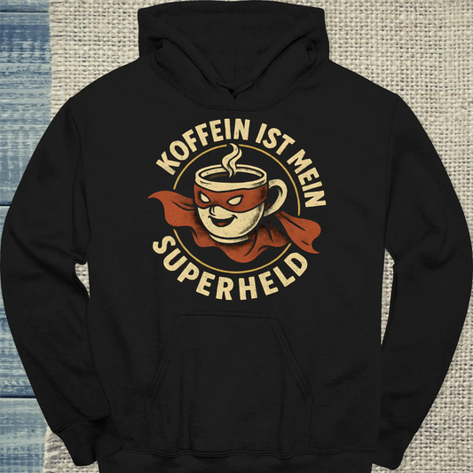 Hoodie - Koffein ist mein Superheld - Unisex - Kaffee Schwarz