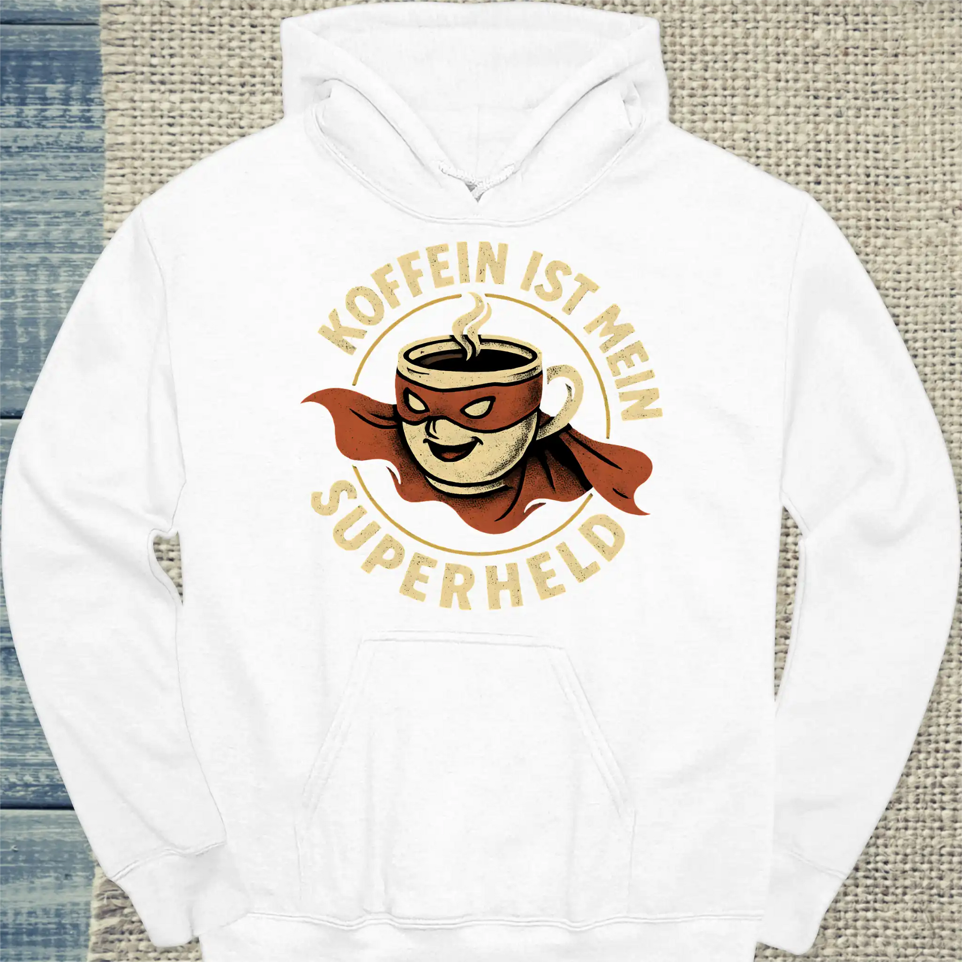 Hoodie - Koffein ist mein Superheld - Unisex - Kaffee Weiß