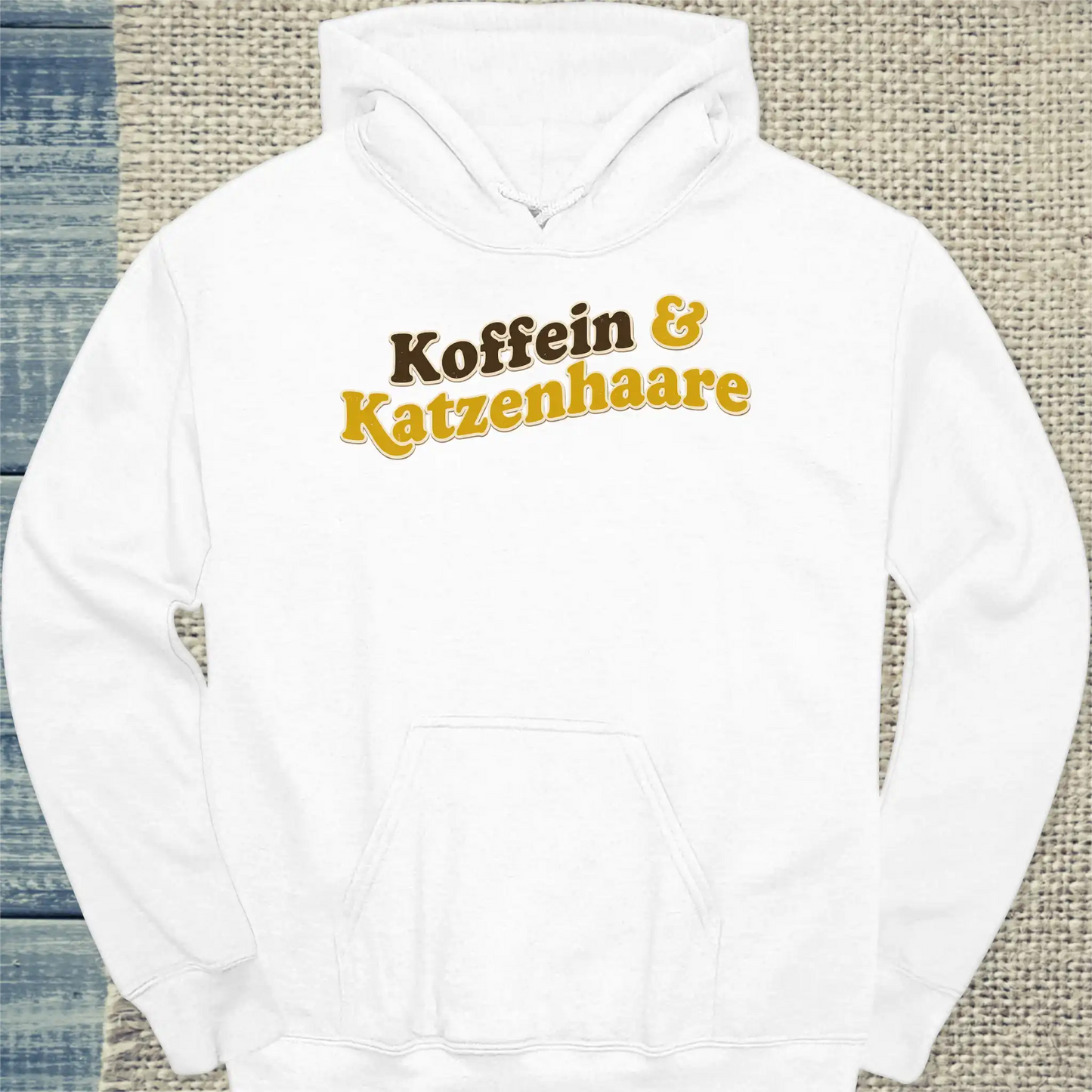 Hoodie - Koffein & Katzenhaare - Unisex - Katze & Kaffee Weiß