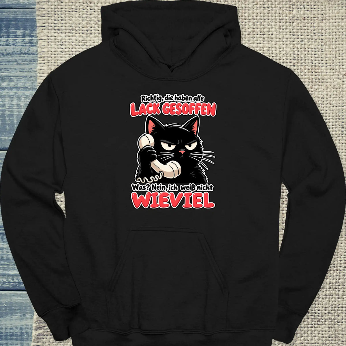 Hoodie - Lack gesoffen - Unisex - Katze Schwarz