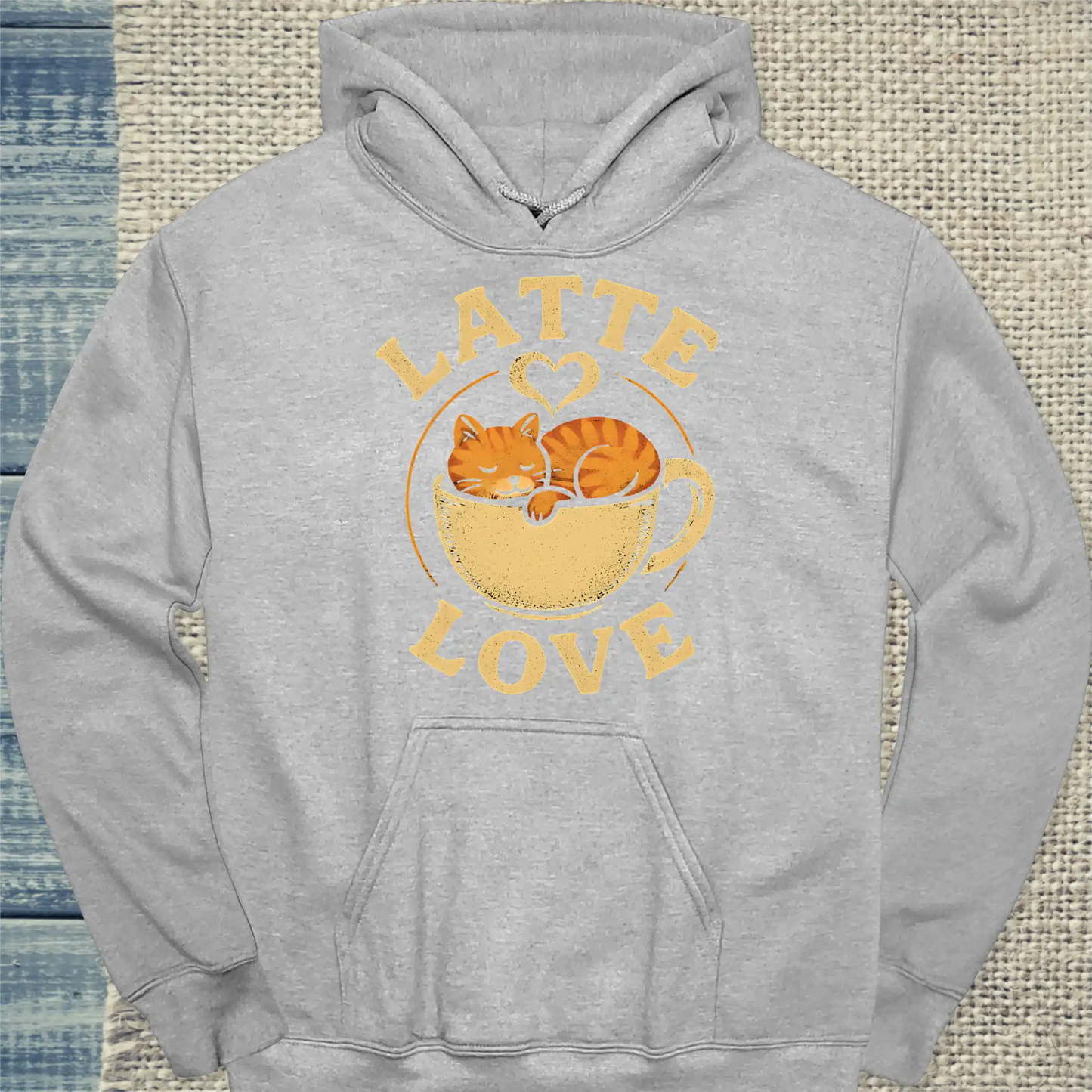 Hoodie - Latte Love - Unisex - Katze & Kaffee Grau