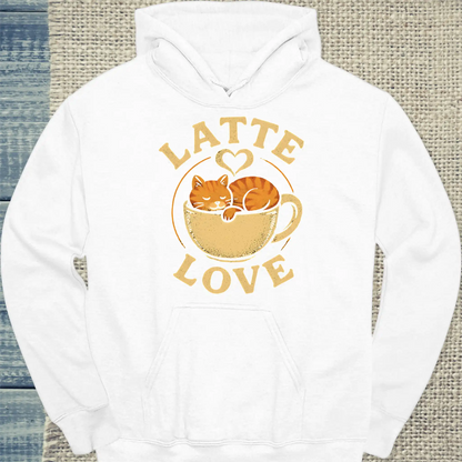 Hoodie - Latte Love - Unisex - Katze & Kaffee Weiß