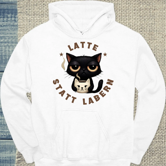 Hoodie - Latte statt labern - Unisex - Katze, Kaffee Weiß