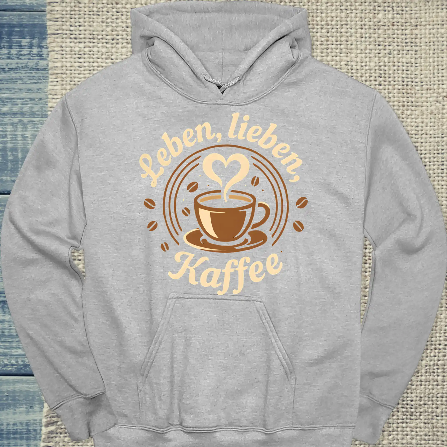 Hoodie - Leben, lieben, Kaffee - Unisex - Kaffee Grau