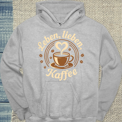 Hoodie - Leben, lieben, Kaffee - Unisex - Kaffee Grau