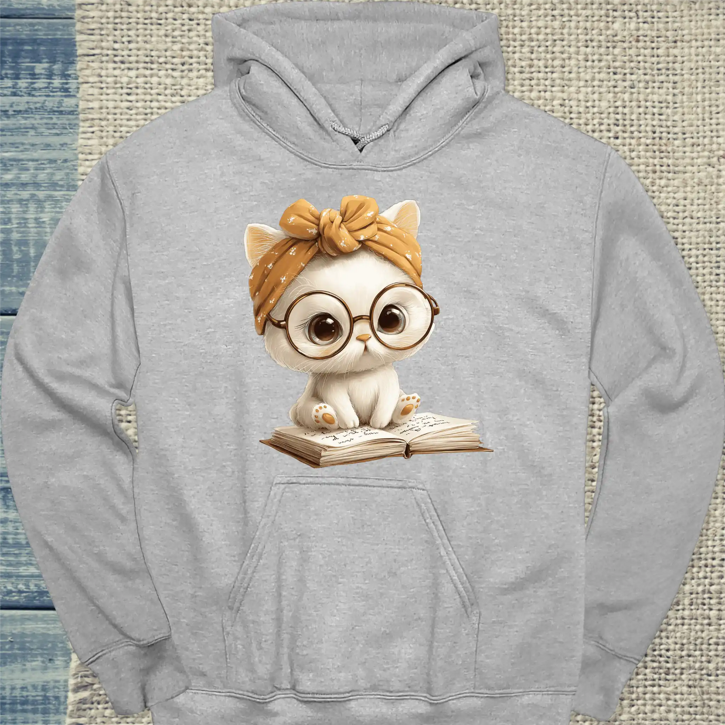 Hoodie - Lesekatze - Unisex - Katze Grau