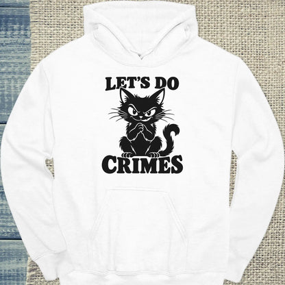Hoodie - LET'S DO CRIMES - Unisex - Katze Weiß