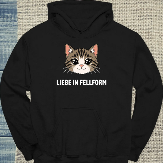 Hoodie - Liebe in Fellform - Unisex - Katze Schwarz