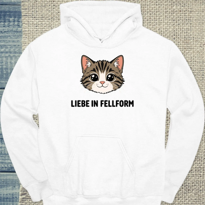 Hoodie - Liebe in Fellform - Unisex - Katze Weiß