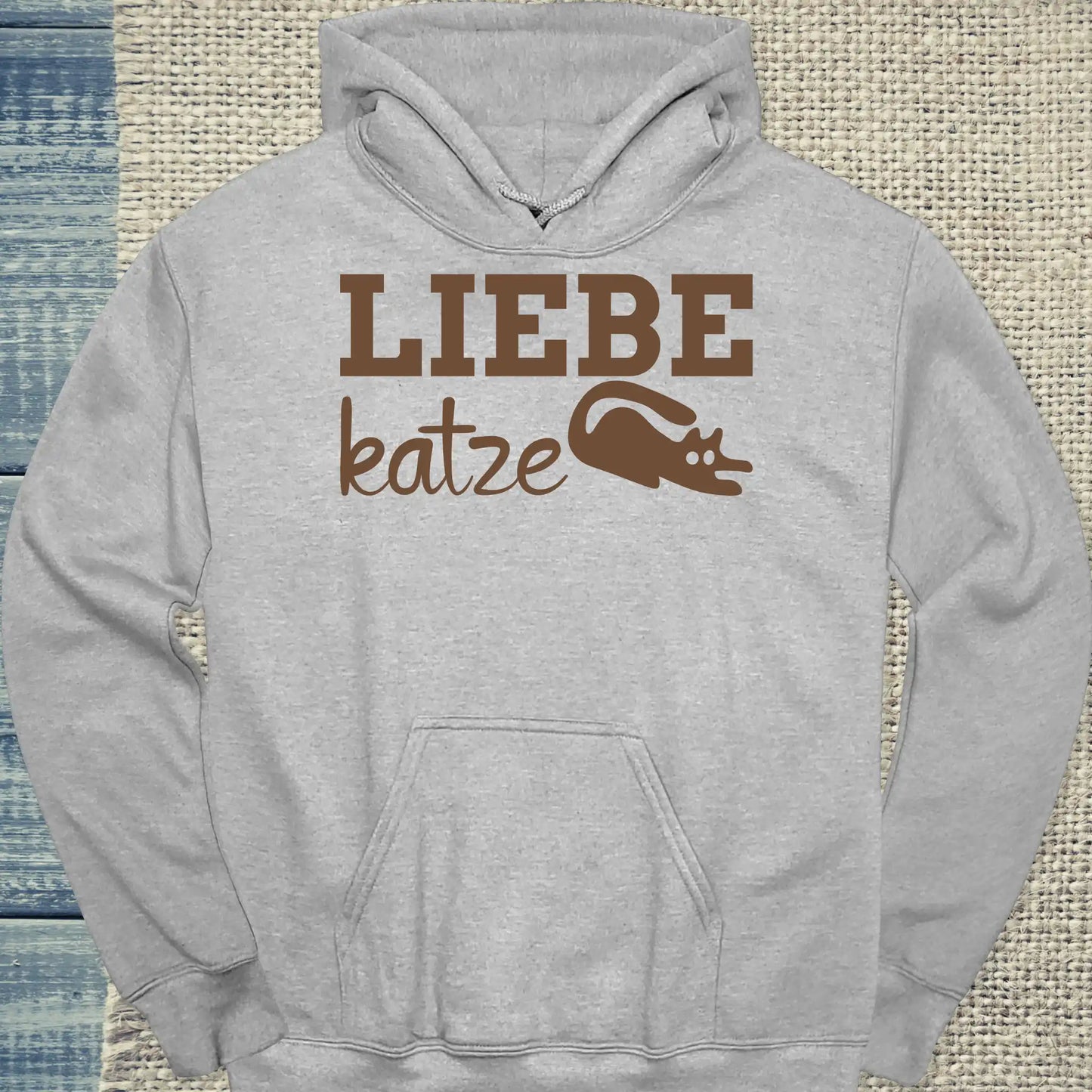 Hoodie - Liebe Katze - Unisex - Katze Grau