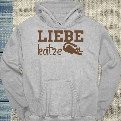 Hoodie - Liebe Katze - Unisex - Katze Grau
