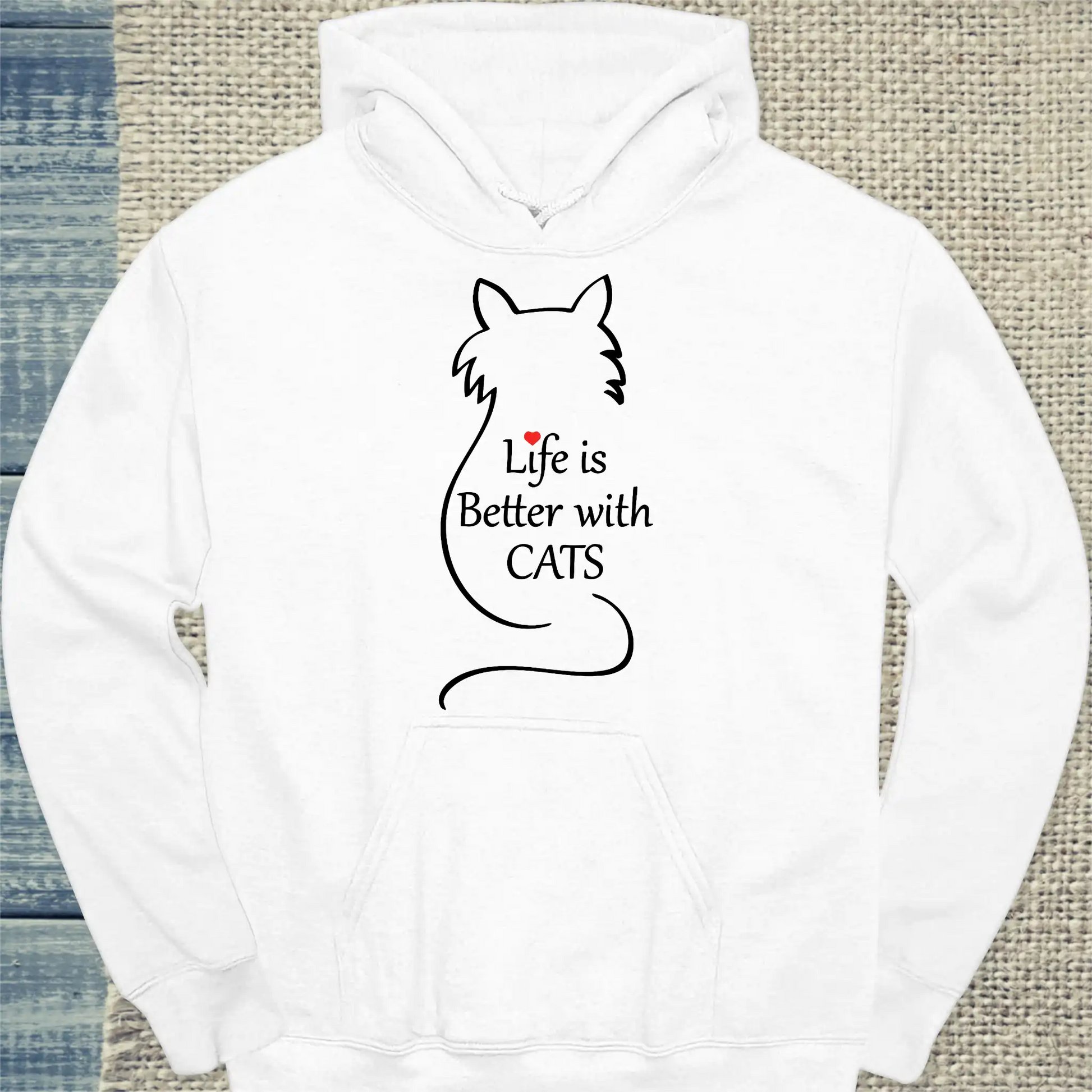 Hoodie - Live is better with cats - Unisex - Katze Weiß