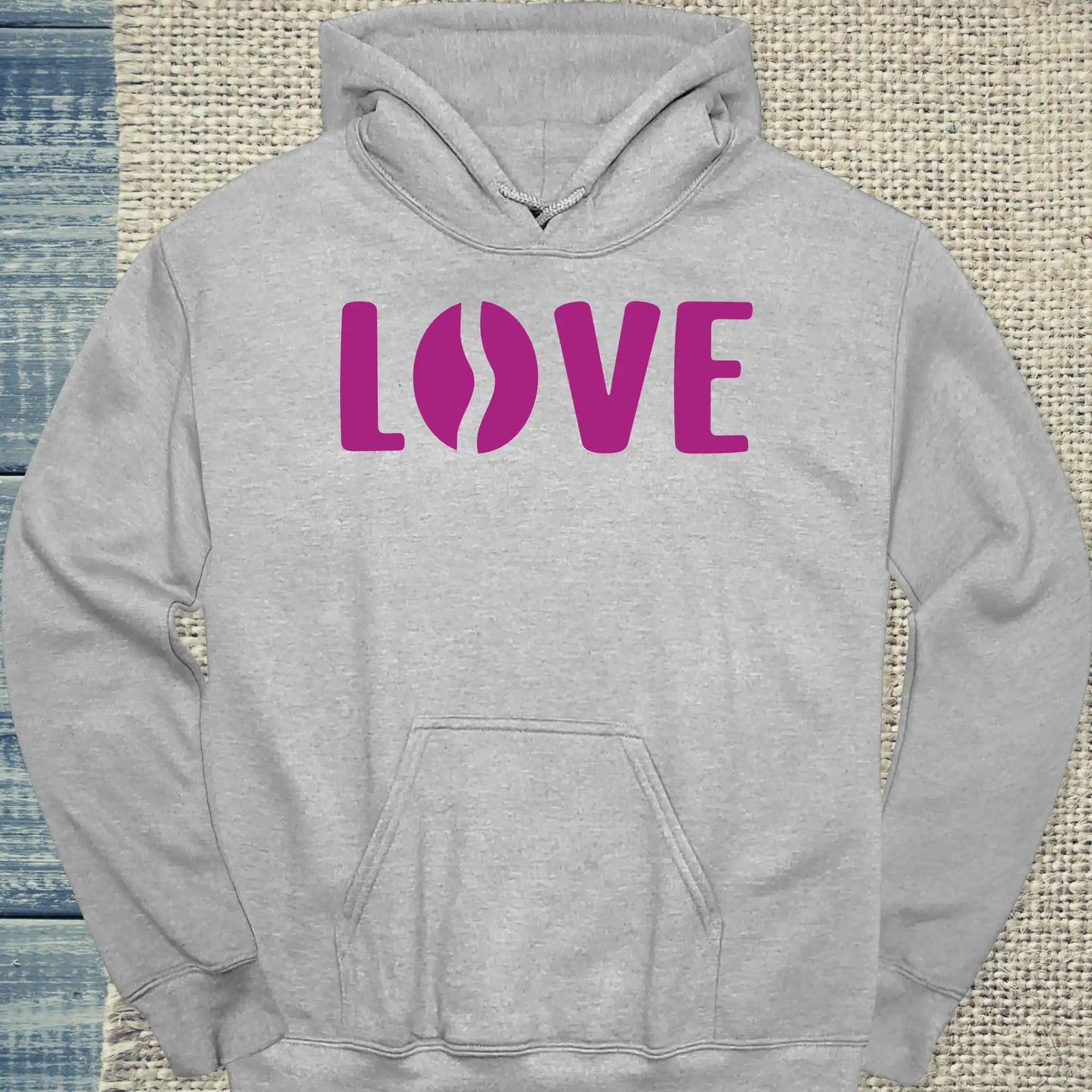 Hoodie - LOVE - Unisex - Kaffee Grau