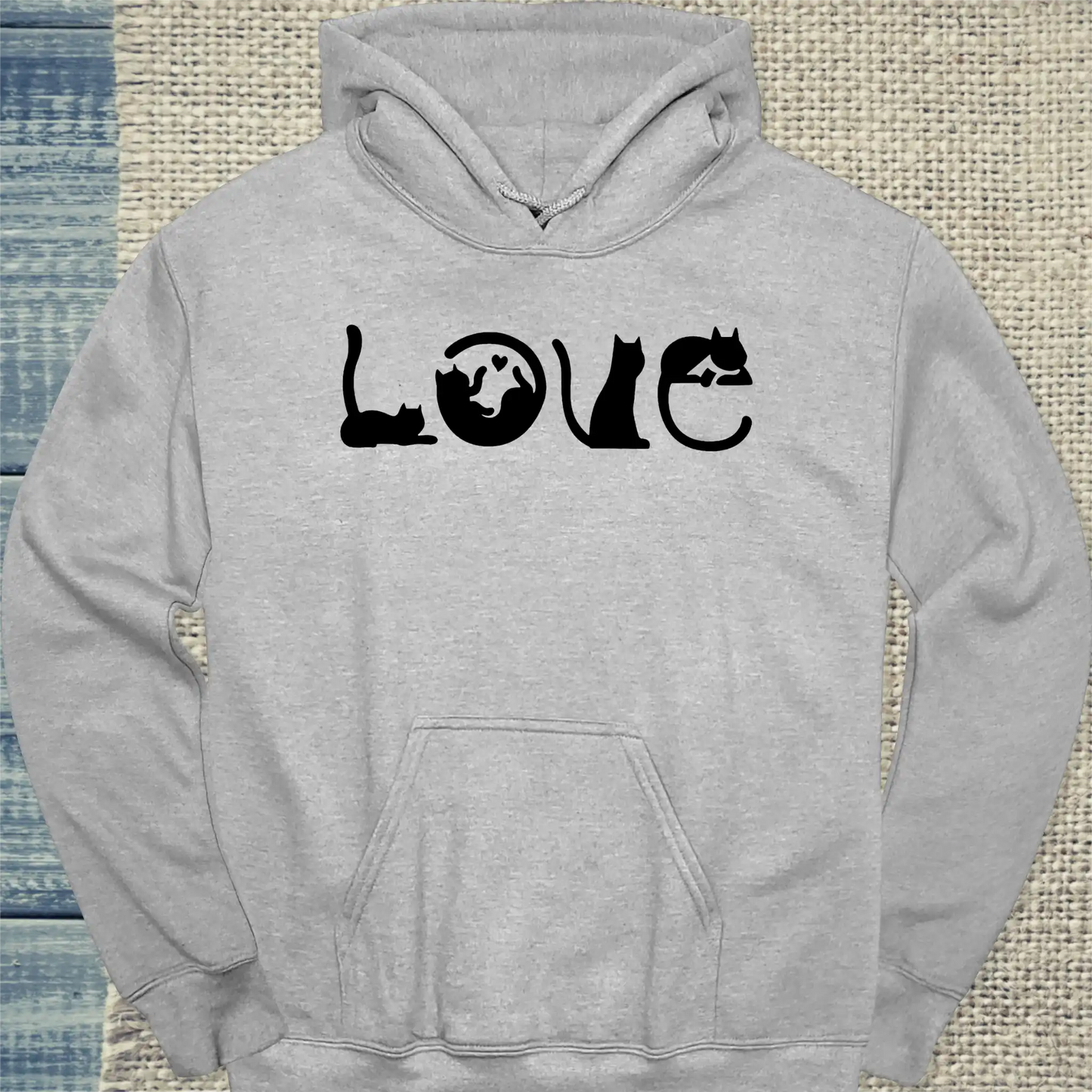 Hoodie - Love - Katzen - Unisex - Katze Grau