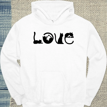 Hoodie - Love - Katzen - Unisex - Katze Weiß
