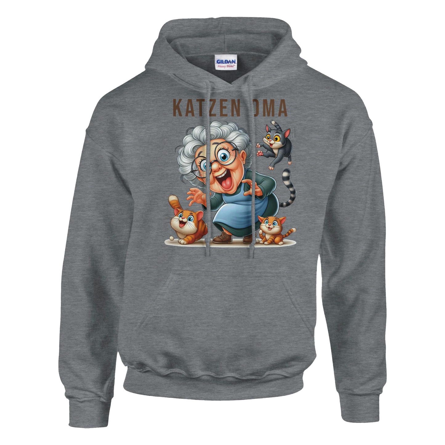 Hoodie - Lustige Katzen Oma - Unisex - Kaffee, Cat Lady Grau