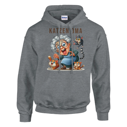Hoodie - Lustige Katzen Oma - Unisex - Kaffee, Cat Lady Grau