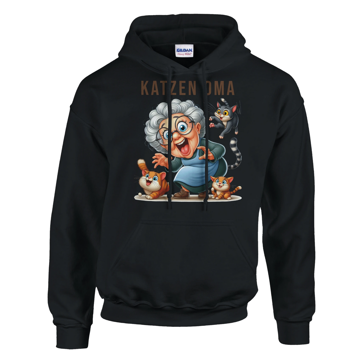 Hoodie - Lustige Katzen Oma - Unisex - Kaffee, Cat Lady Schwarz