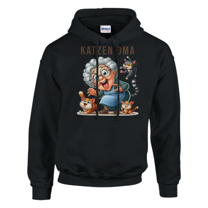Hoodie - Lustige Katzen Oma - Unisex - Kaffee, Cat Lady Schwarz