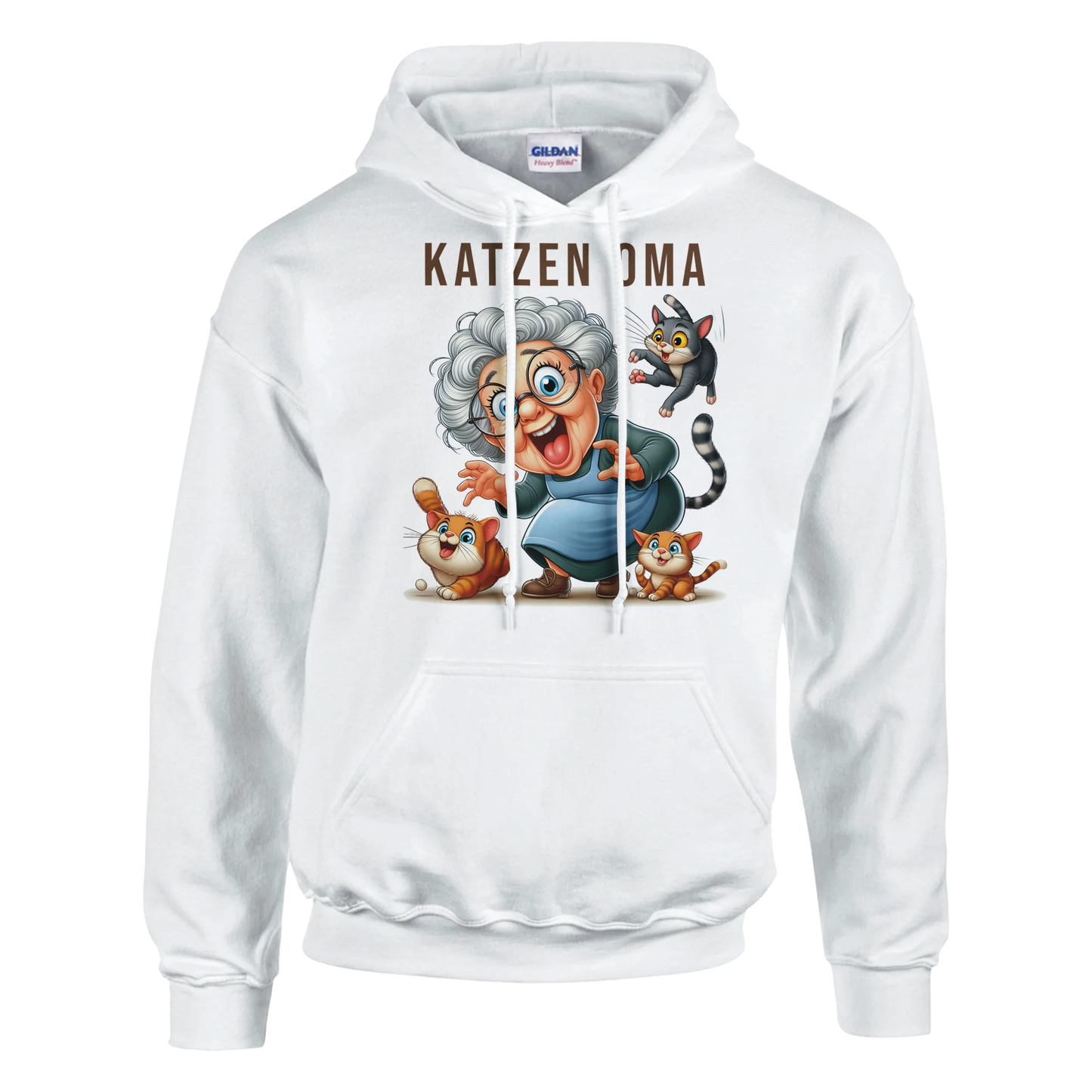 Hoodie - Lustige Katzen Oma - Unisex - Kaffee, Cat Lady Weiß