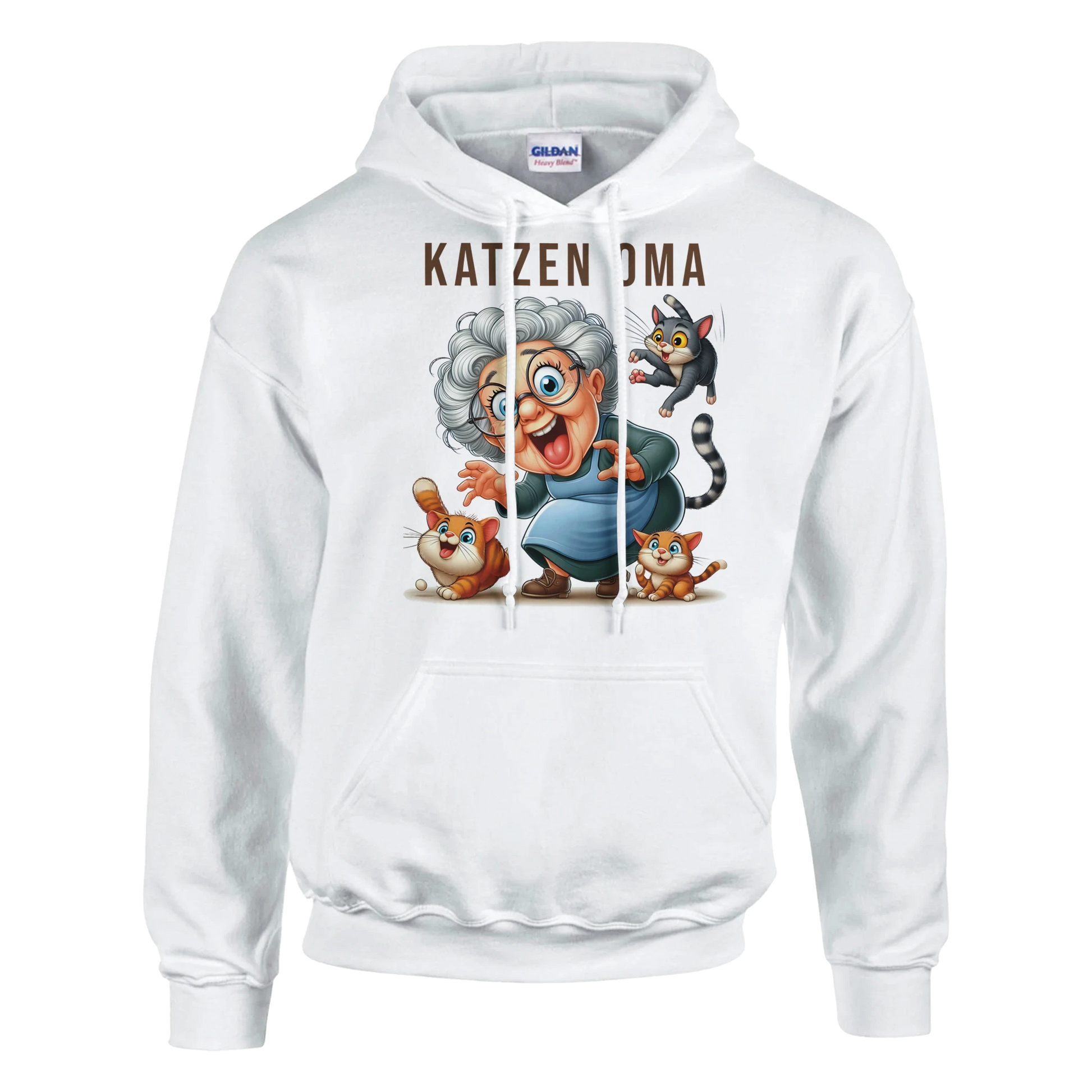 Hoodie - Lustige Katzen Oma - Unisex - Kaffee, Cat Lady Weiß