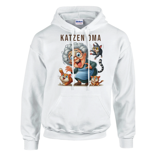 Hoodie - Lustige Katzen Oma - Unisex - Kaffee, Cat Lady Weiß