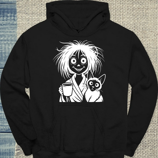 Hoodie - Lustige Katzenfrau - Unisex - KaffeeMiau Schwarz