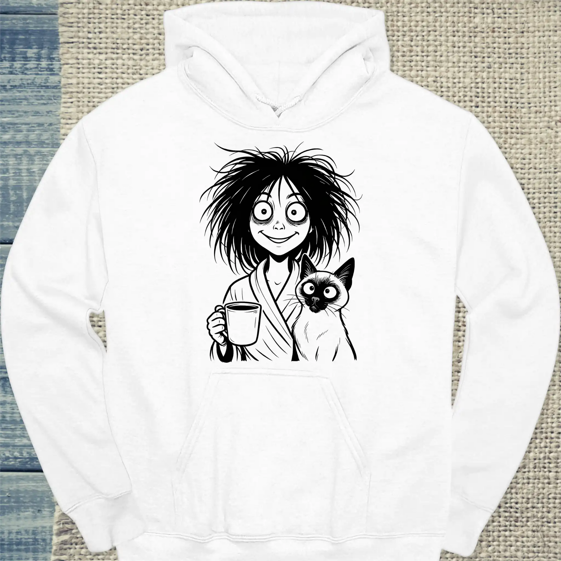 Hoodie - Lustige Katzenfrau - Unisex - KaffeeMiau Weiß
