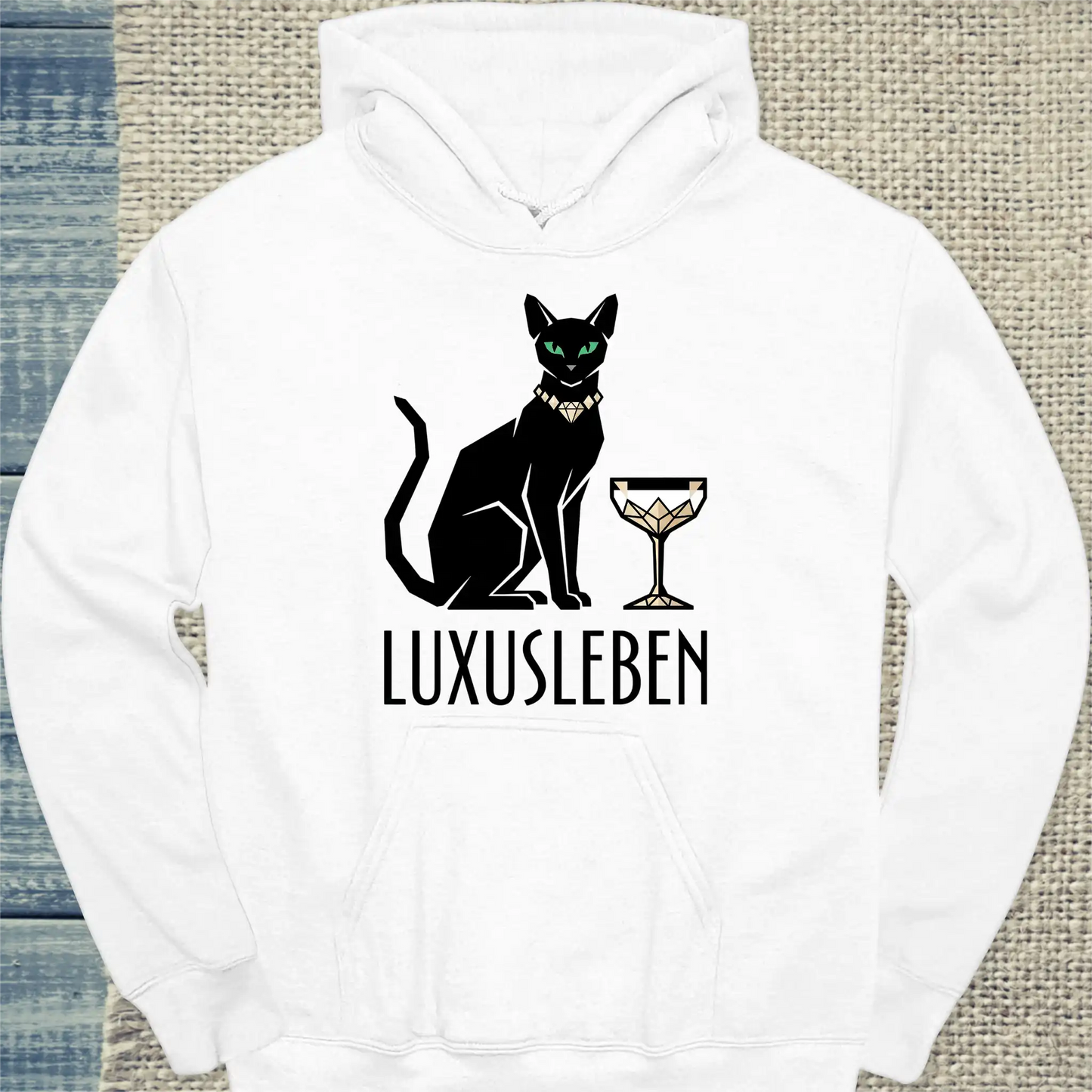 Hoodie - Luxusleben - Unisex - Katze Weiß