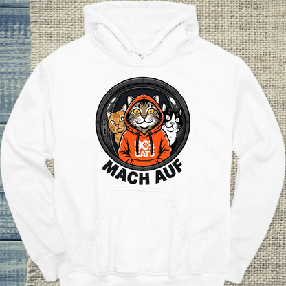 Hoodie - Mach auf - Unisex - Katze, Cat Guy Weiß