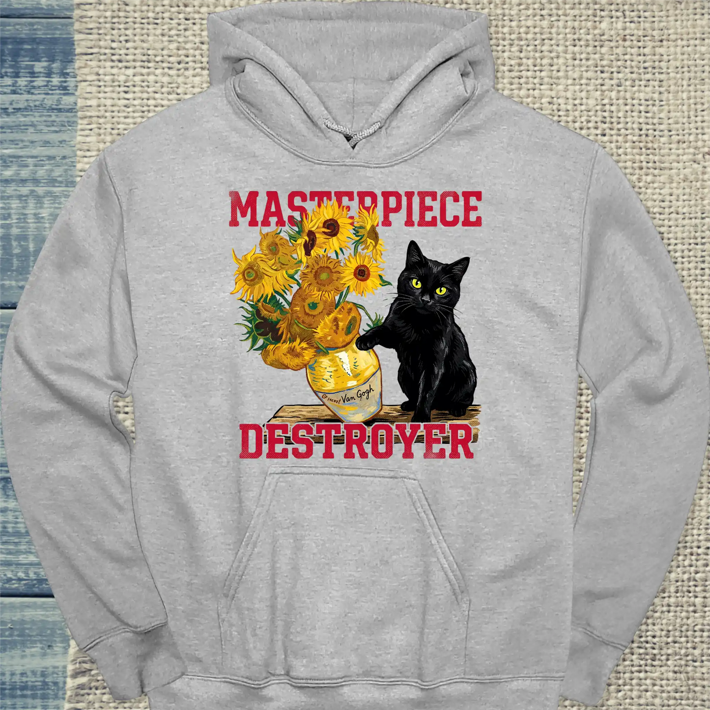 Hoodie - Masterpiece Destroyer - Unisex - Katze Grau