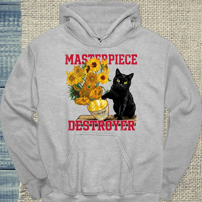 Hoodie - Masterpiece Destroyer - Unisex - Katze Grau