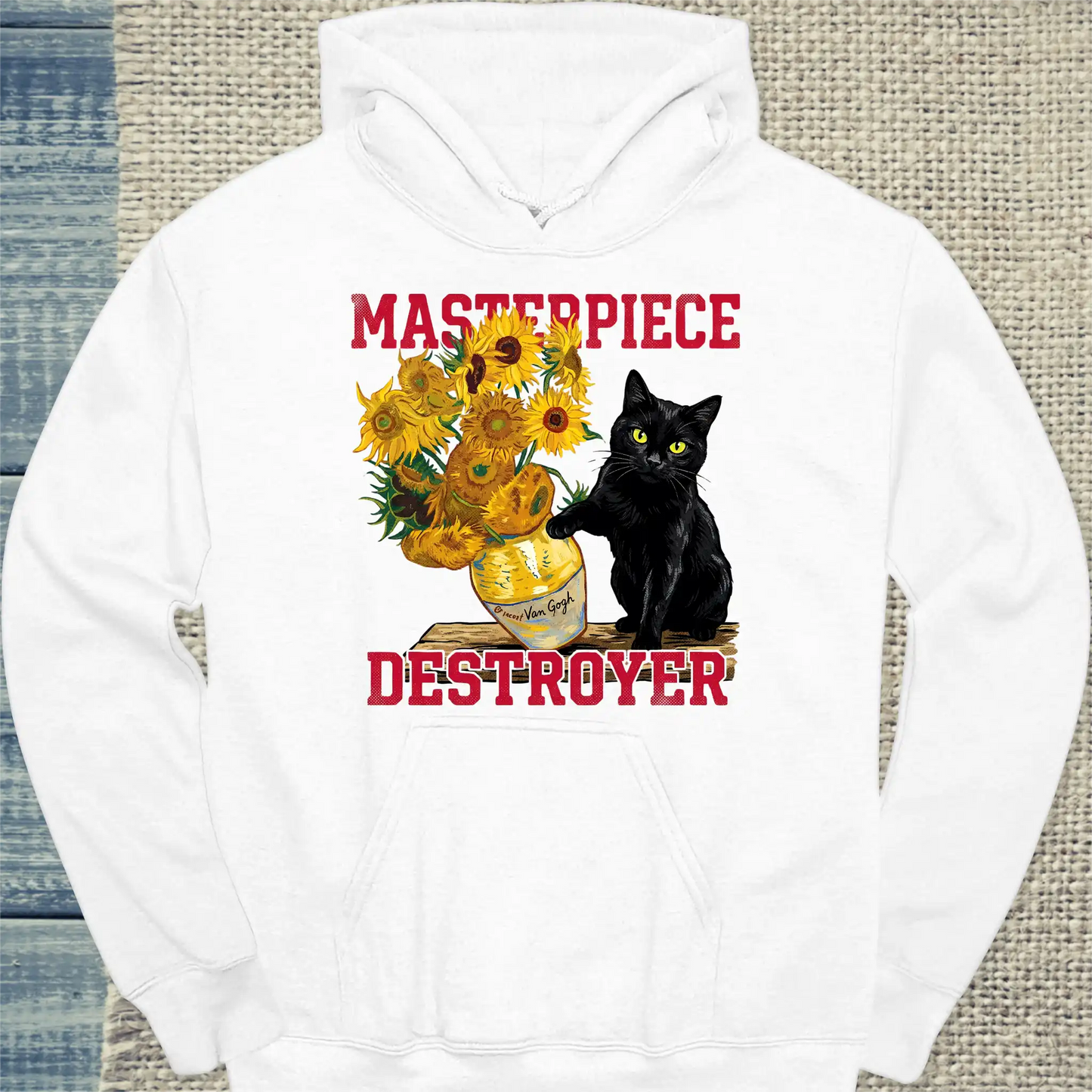 Hoodie - Masterpiece Destroyer - Unisex - Katze Weiß