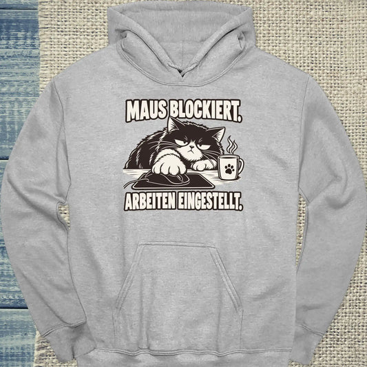 Hoodie - Maus Blockiert - Unisex - Katze & Kaffee Grau