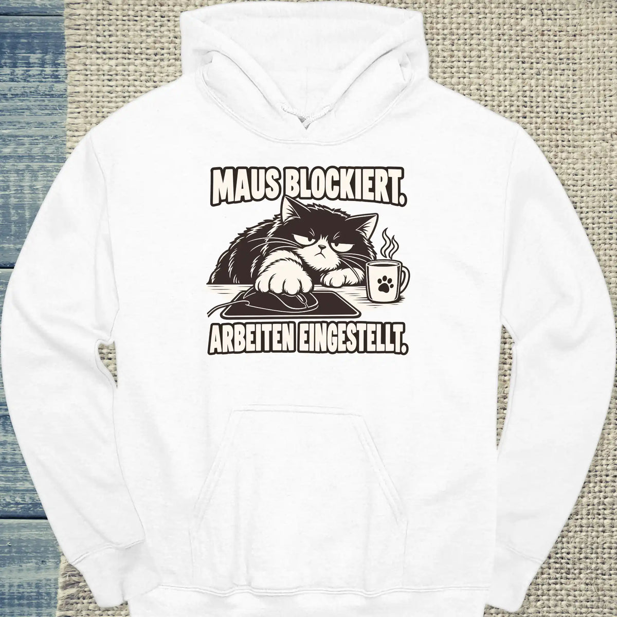 Hoodie - Maus Blockiert - Unisex - Katze & Kaffee Weiß