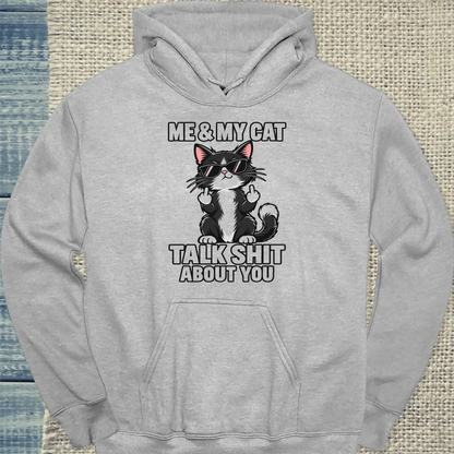 Hoodie - Me and my Cat - Unisex - Katze Grau
