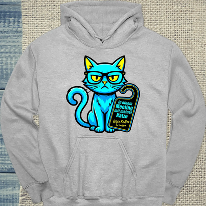 Hoodie - Meeting - Unisex - Katze & Kaffee Grau