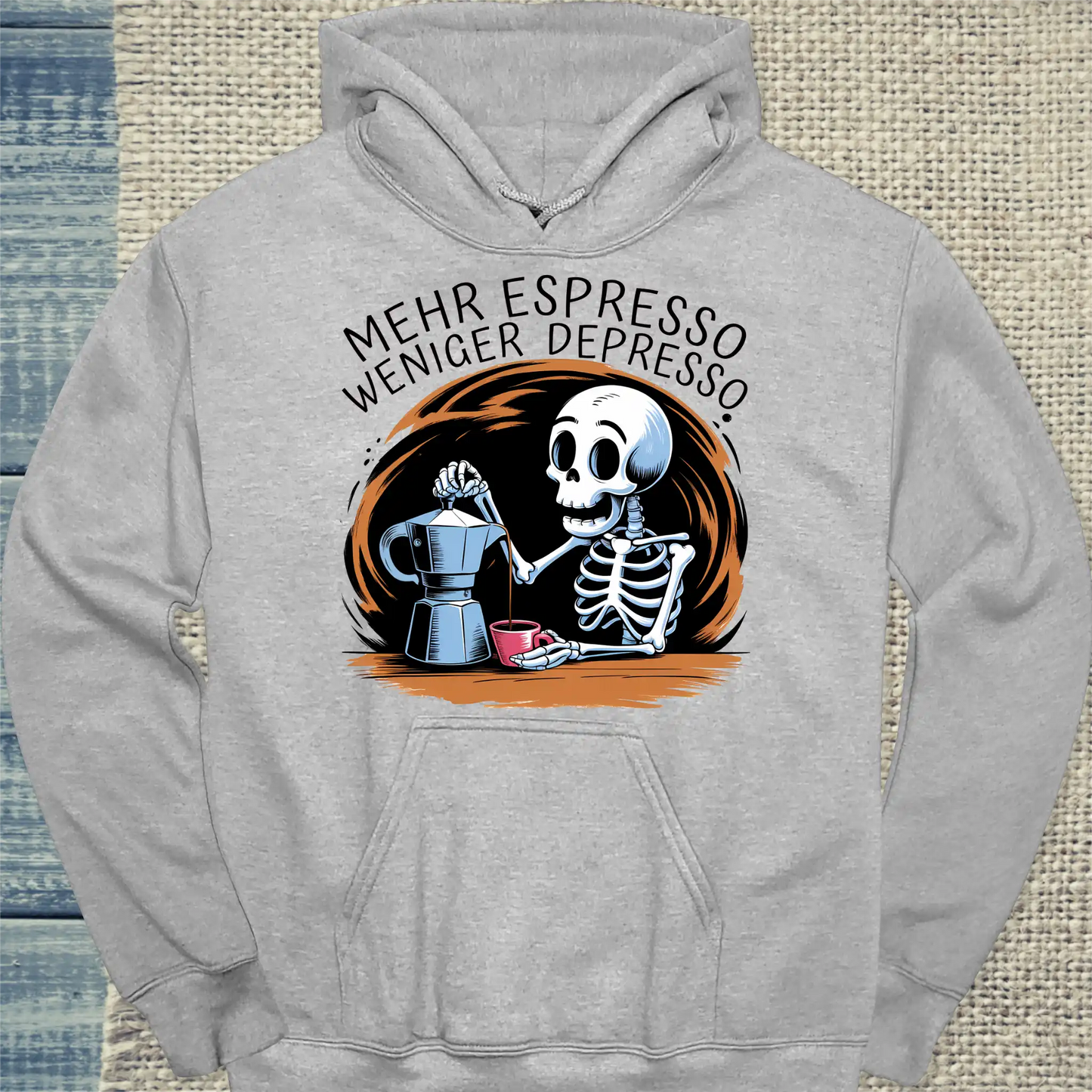 Hoodie - Mehr Espresso Weniger Depresso - Unisex - Kaffee Grau