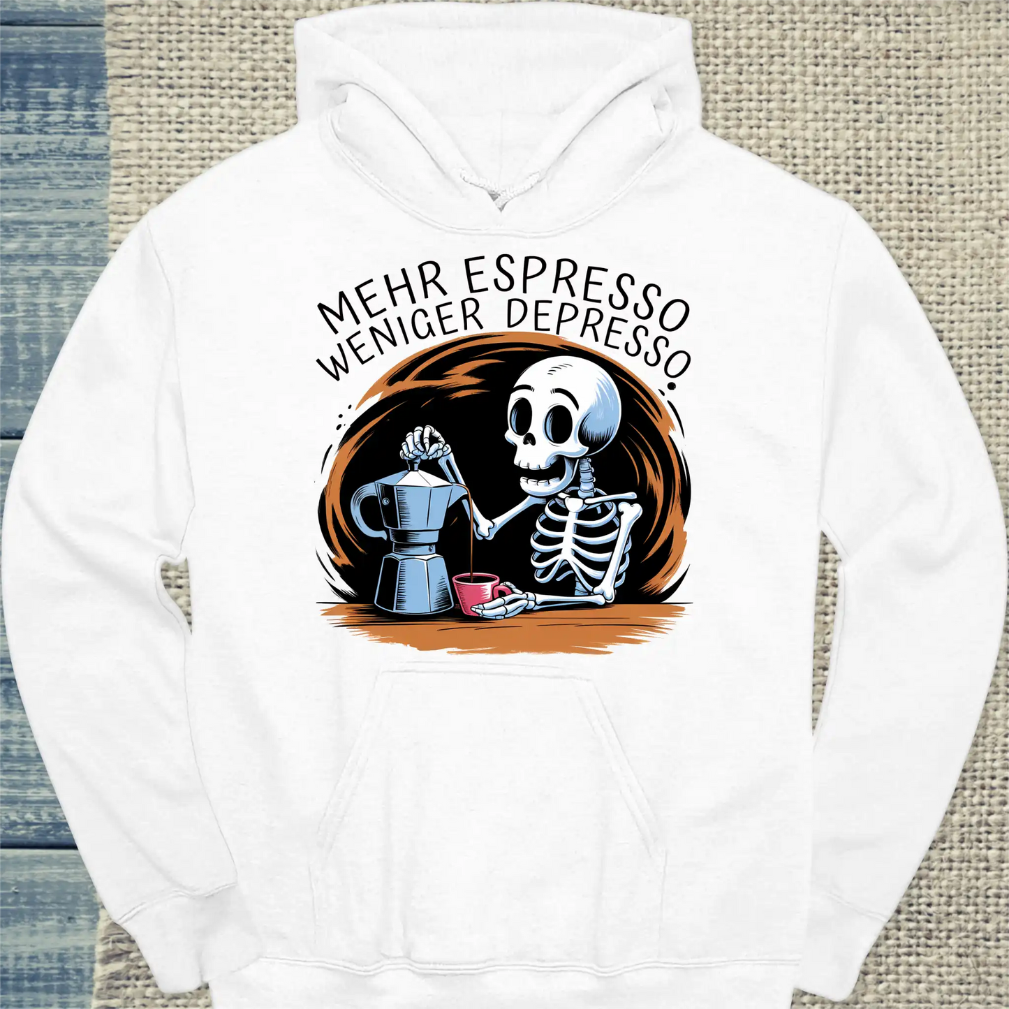 Hoodie - Mehr Espresso Weniger Depresso - Unisex - Kaffee Weiß