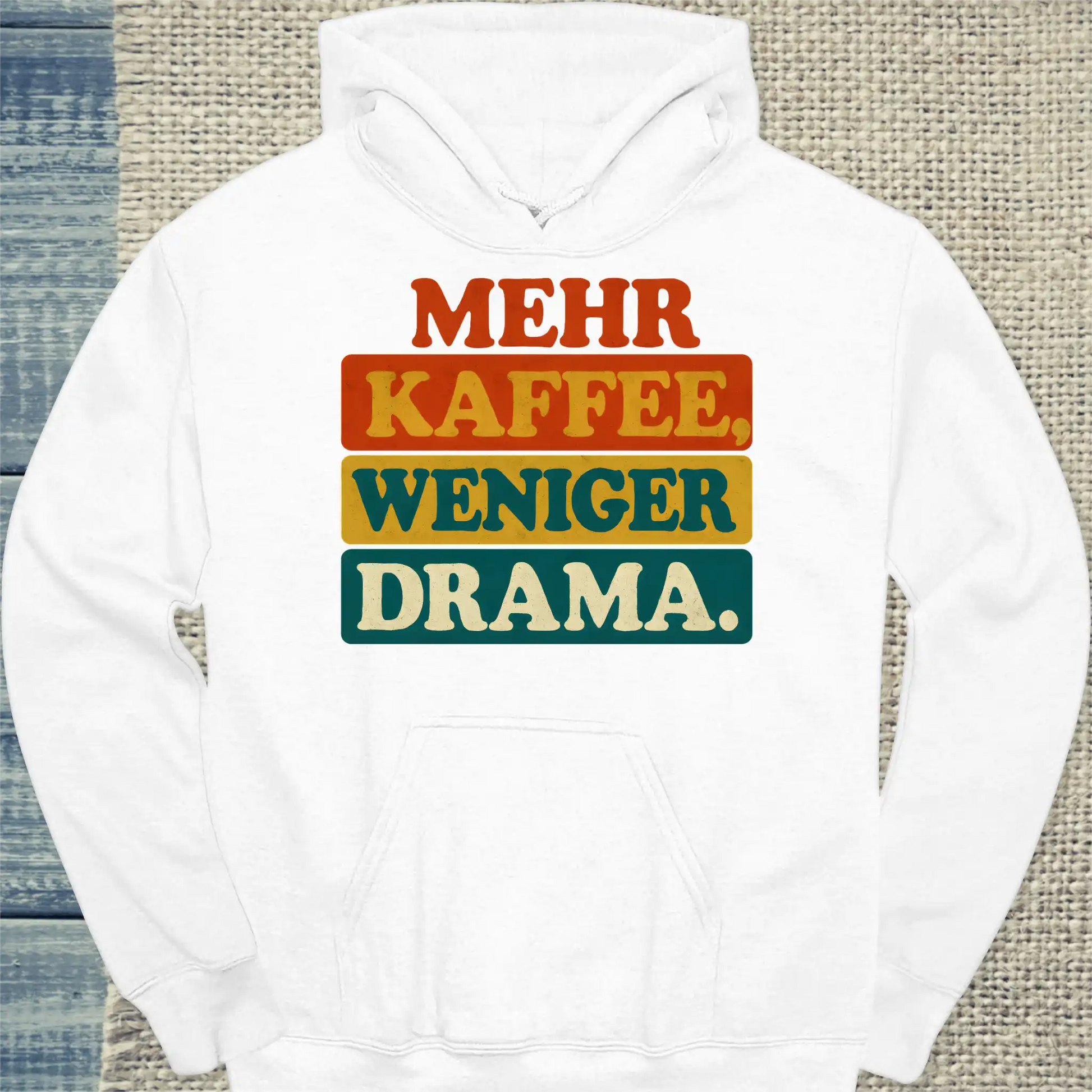 Hoodie - Mehr Kaffee, weniger Drama. - Unisex - Kaffee Weiß
