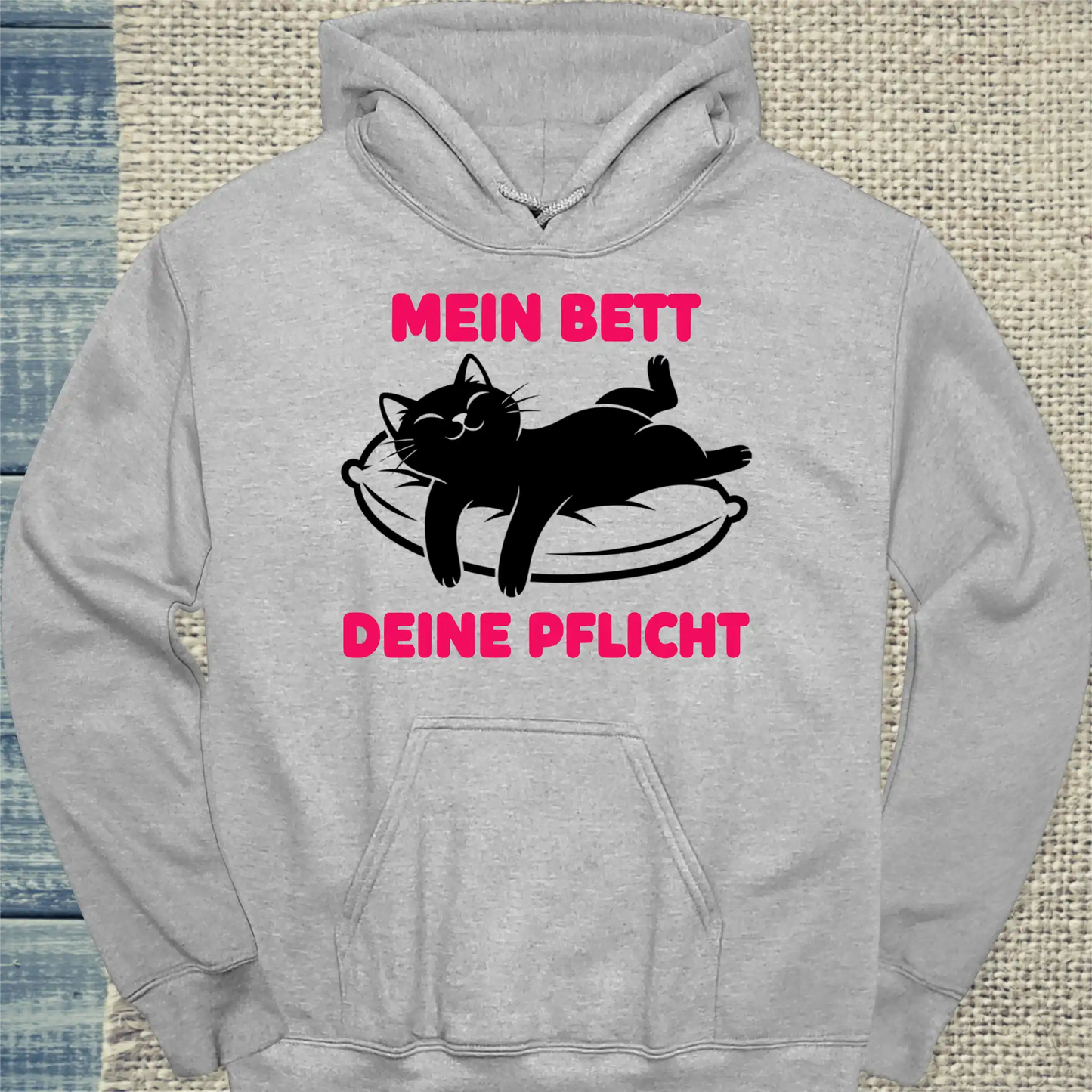 Hoodie - Mein Bett, deine Pflicht - Unisex - Katze Grau