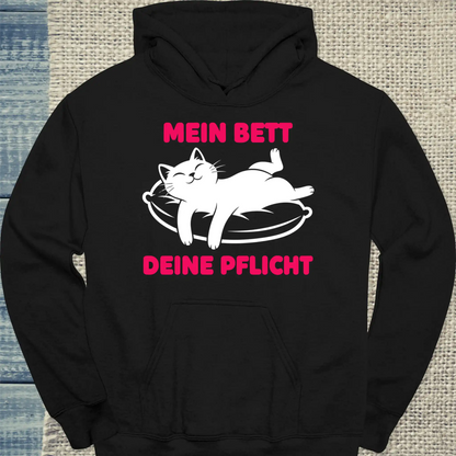 Hoodie - Mein Bett, deine Pflicht - Unisex - Katze Schwarz