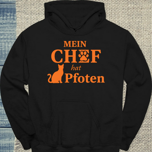Hoodie - Mein Chef hat Pfoten - Unisex - Katze Schwarz