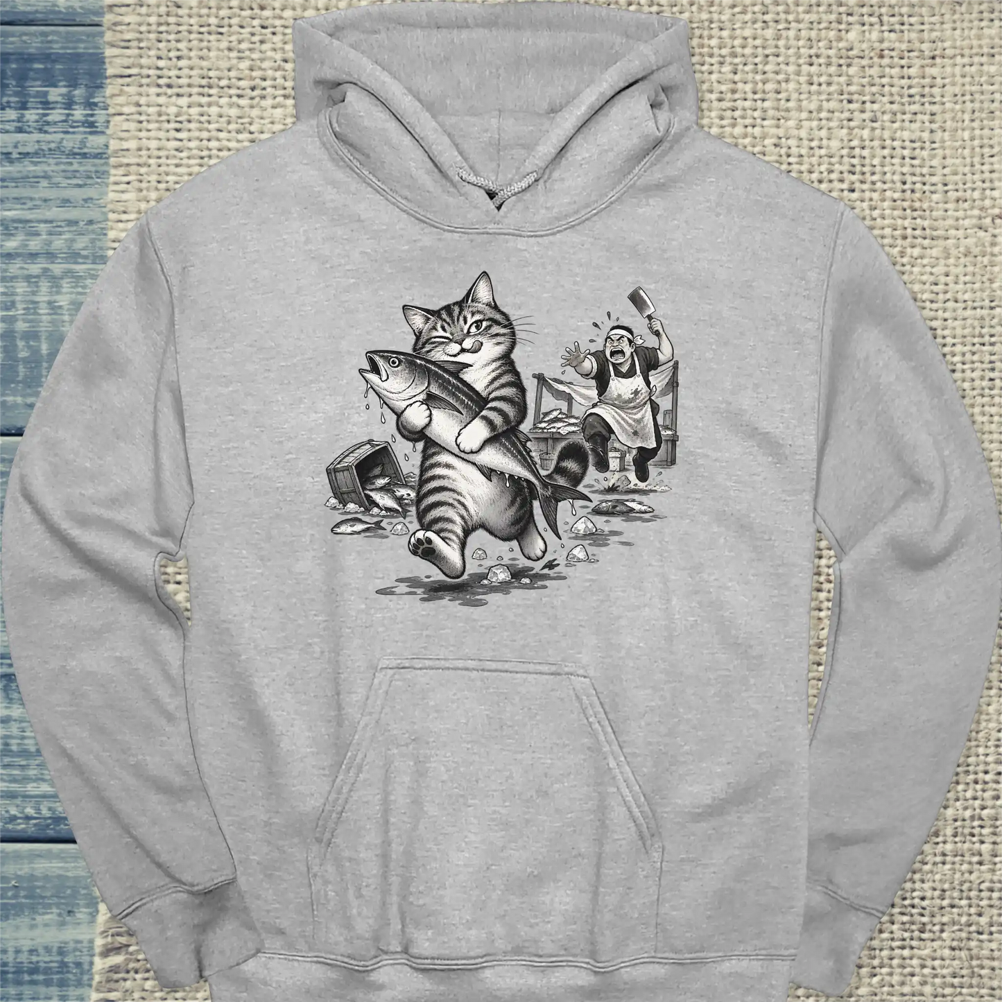 Hoodie - Mein Fisch - Unisex - Katze Grau