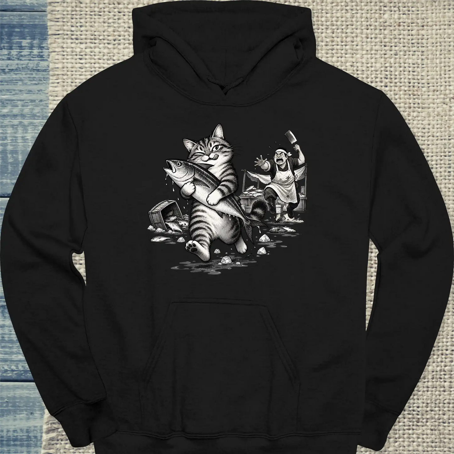 Hoodie - Mein Fisch - Unisex - Katze Schwarz