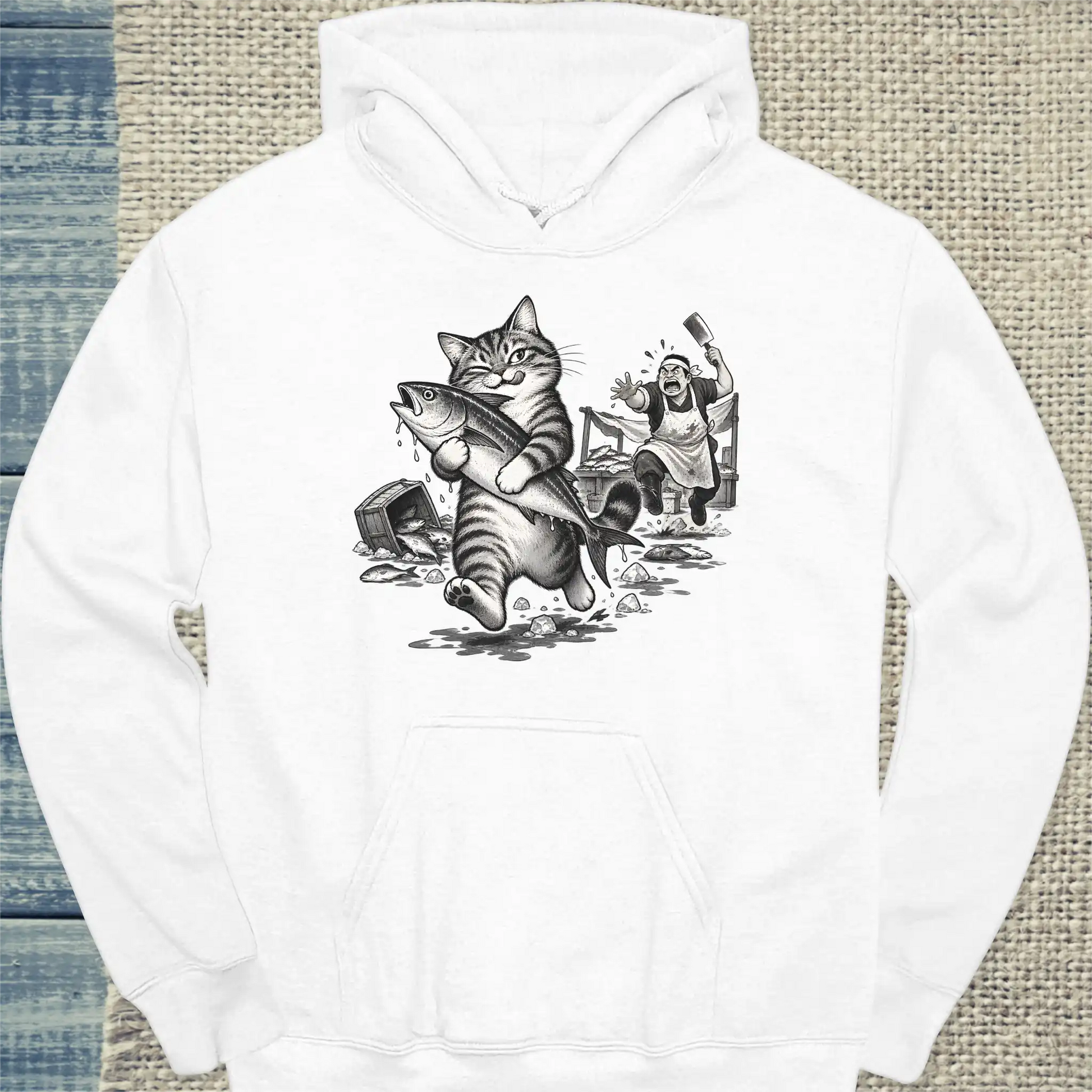 Hoodie - Mein Fisch - Unisex - Katze Weiß